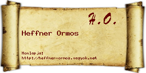 Heffner Ormos névjegykártya